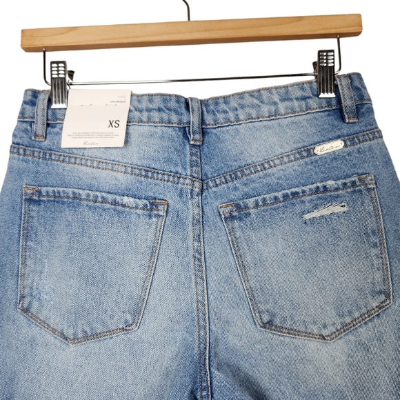 KanCan NWT Frayed Hem Bermuda Denim Blue Jean Distressed Shorts Women's Size XS - Picture 8 of 12